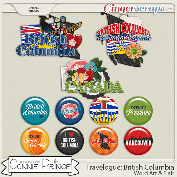 Travelogue British Columbia Canada - Word Art & Flair Pack by Connie Prince