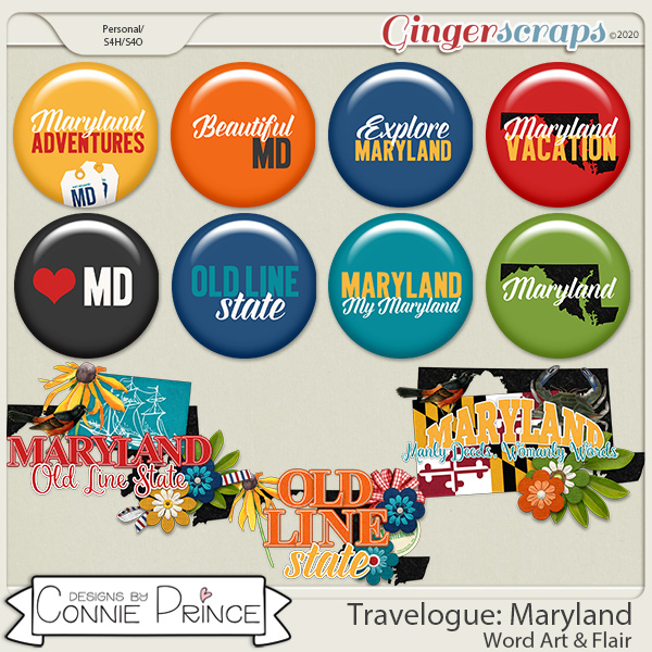 Travelogue Maryland - Word Art & Flair Pack by Connie Prince