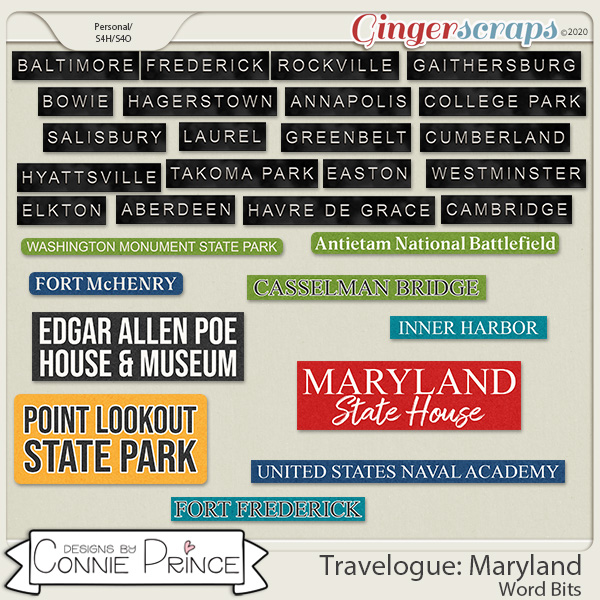 Travelogue Maryland - Word Bits by Connie Prince