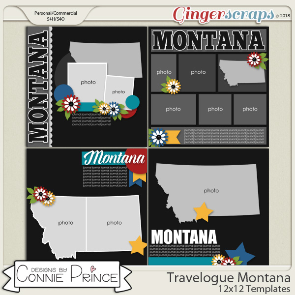 Travelogue Montana - 12x12 Temps (CU Ok) by Connie Prince