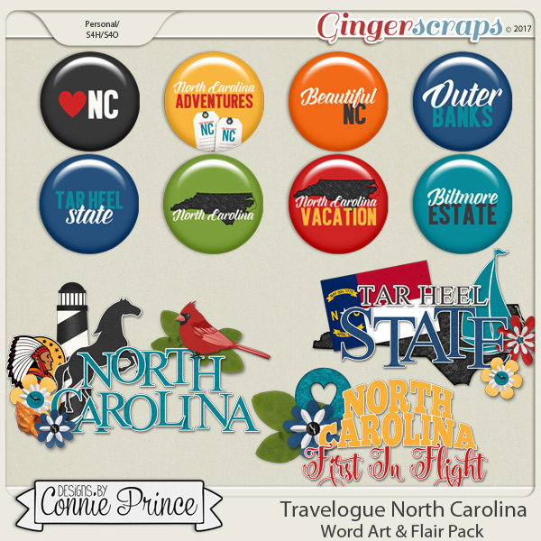 Travelogue North Carolina - Word Art & Flair Pack