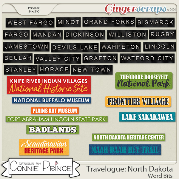 Travelogue North Dakota - Word Bits by Connie Prince