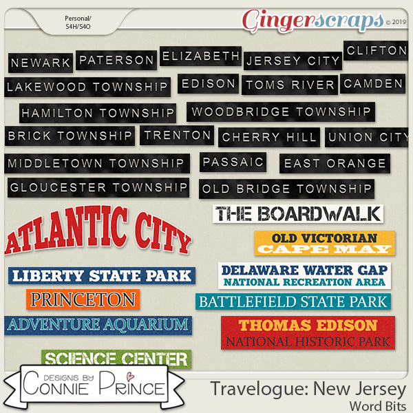 Travelogue New Jersey - Word Bits by Connie Prince