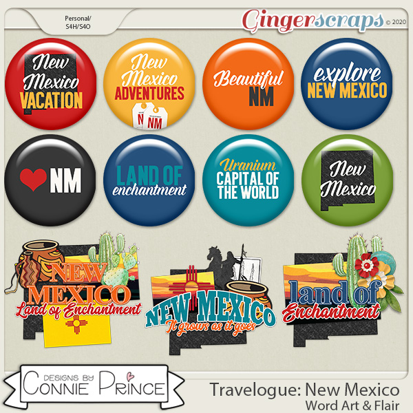 Travelogue New Mexico - Word Art & Flair Pack by Connie Prince