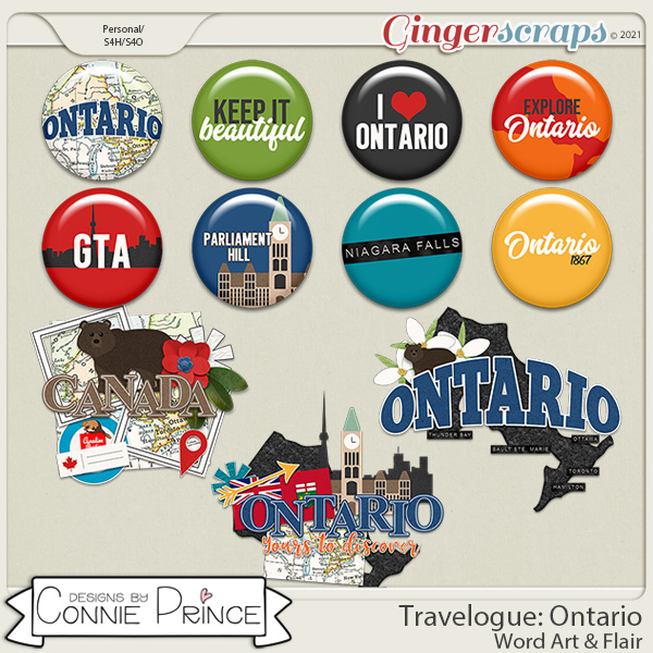 Travelogue Ontario Canada - Word Art & Flair Pack by Connie Prince