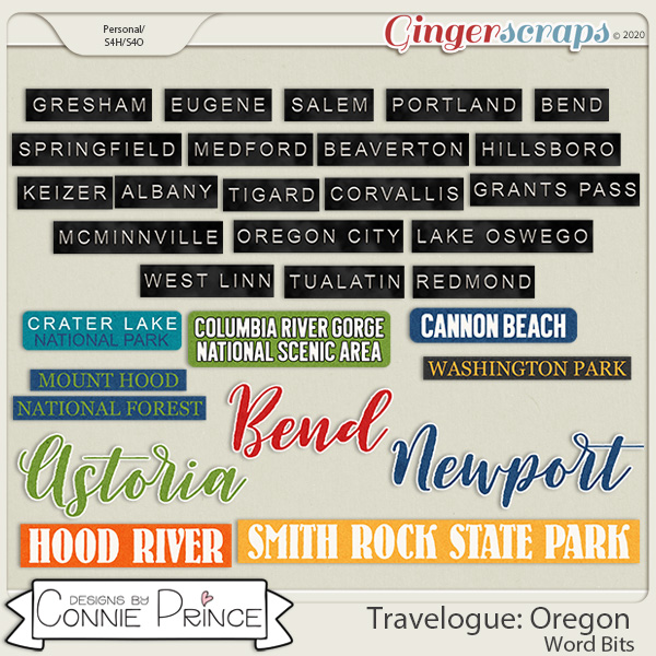 Travelogue Oregon - Word Bits by Connie Prince
