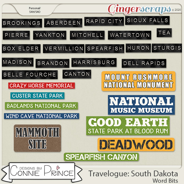 Travelogue South Dakota - Word Bits by Connie Prince