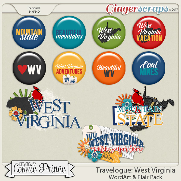 Travelogue West Virginia - Word Art & Flair Pack