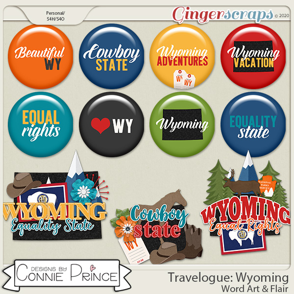 Travelogue Wyoming - Word Art & Flair Pack by Connie Prince