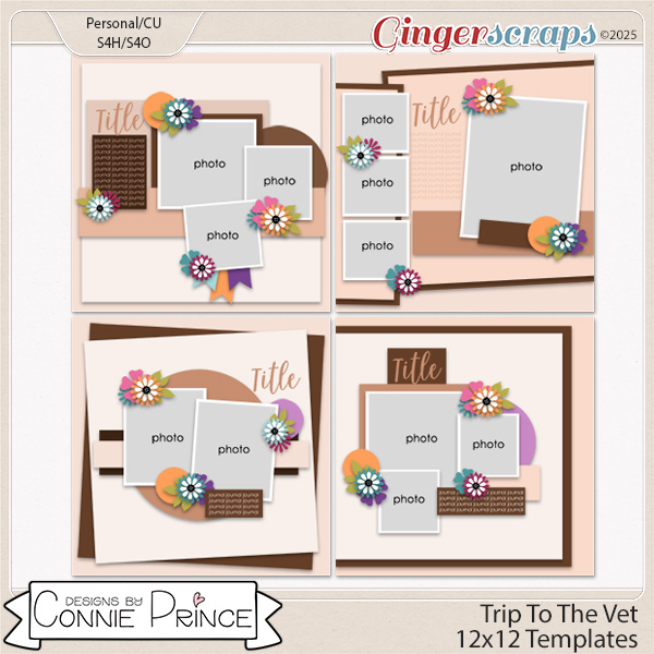 Trip To The Vet -  12x12 Templates (CU Ok) by Connie Prince