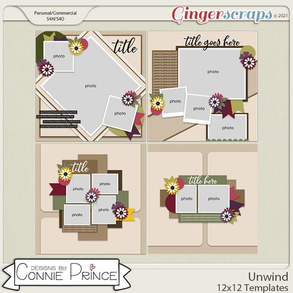 Unwind  - 12x12 Templates (CU Ok) by Connie Prince