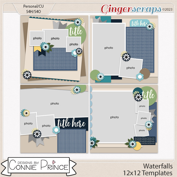 Waterfalls - 12x12 Templates by Connie Prince