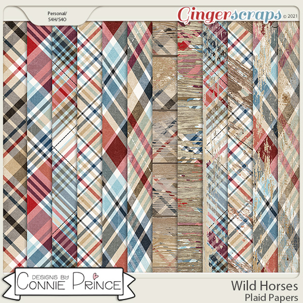 Wild Horses  - Plaid Papers by Connie Prince