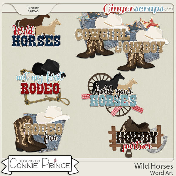 Wild Horses  - Word Art Pack by Connie Prince