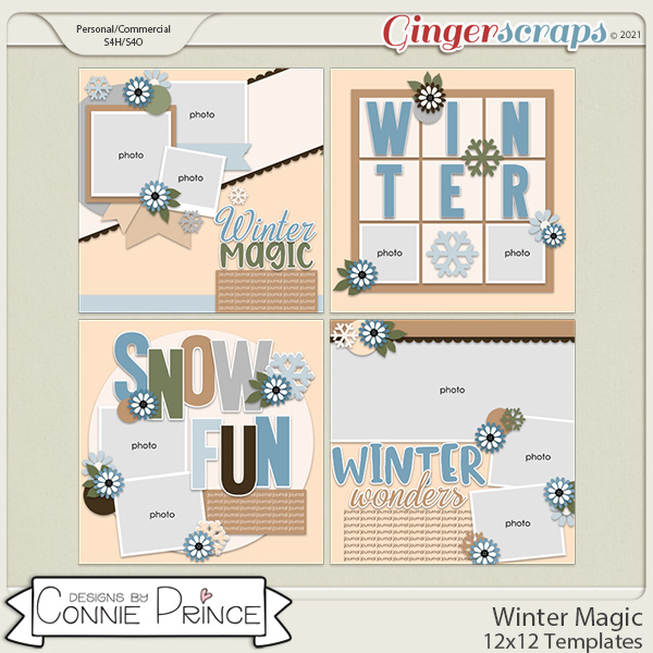 Winter Magic  - 12x12 Templates by Connie Prince (CU Ok)