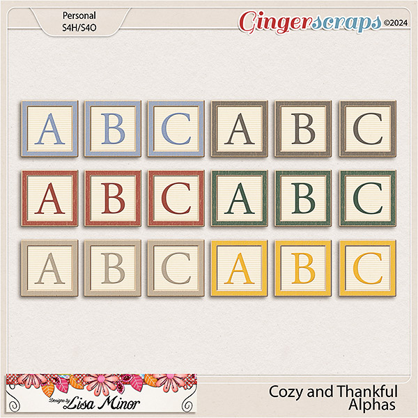 Cozy and Thankful Alphas from Designs by Lisa Minor