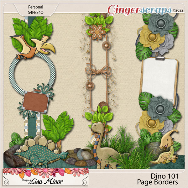 Dino 101 Page Borders from Designs by Lisa Minor