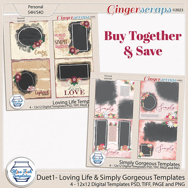 Duet 1 - Simply Gorgeous and Loving Life Templates Mini Bundle by Miss Fish