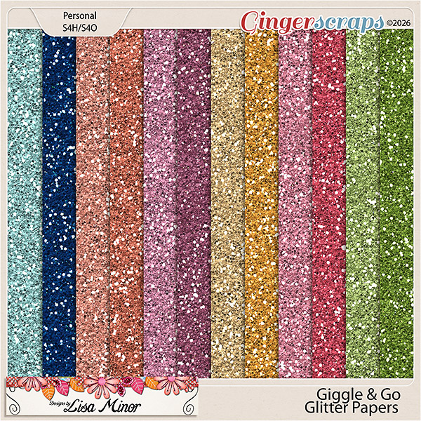 Giggle and Go Glitter Papers from Designs by Lisa Minor