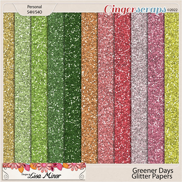 Greener Days Glitter Papers from Designs by Lisa Minor