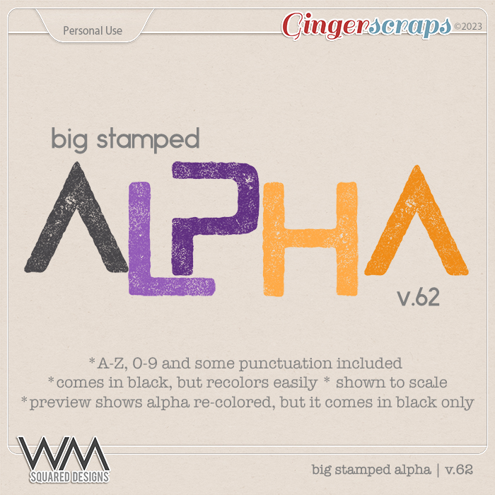 Big Stamped Alpha | V.62