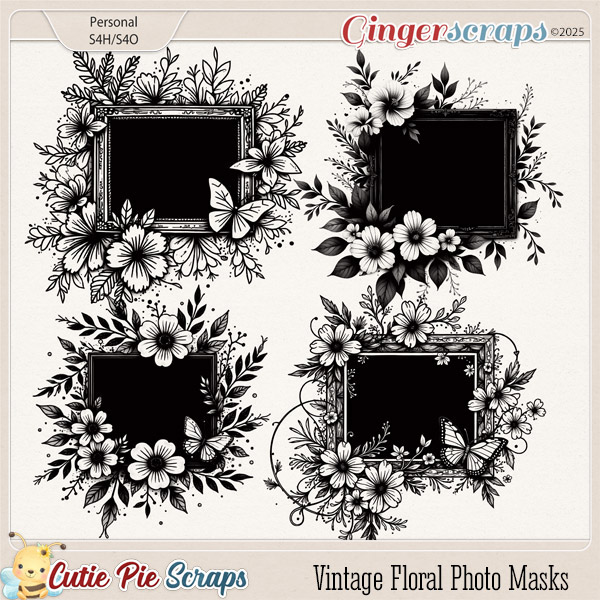 Vintage Floral Photo Masks 01