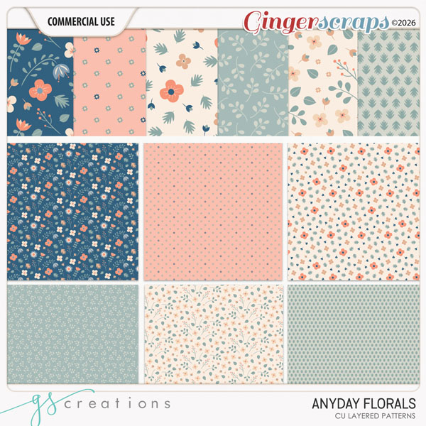 Anyday Florals Layered Patterns (CU) by GS Creations