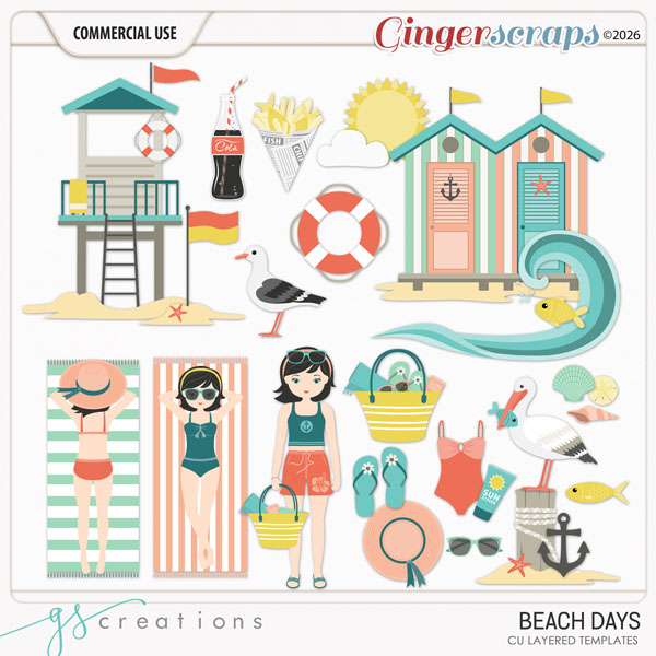Beach Days Layered Templates (CU) by GS Creations