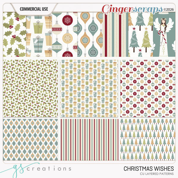 Christmas Wishes Layered Patterns (CU) by GS Creations