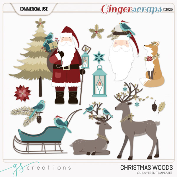 Christmas Woods Layered Templates (CU) by GS Creations