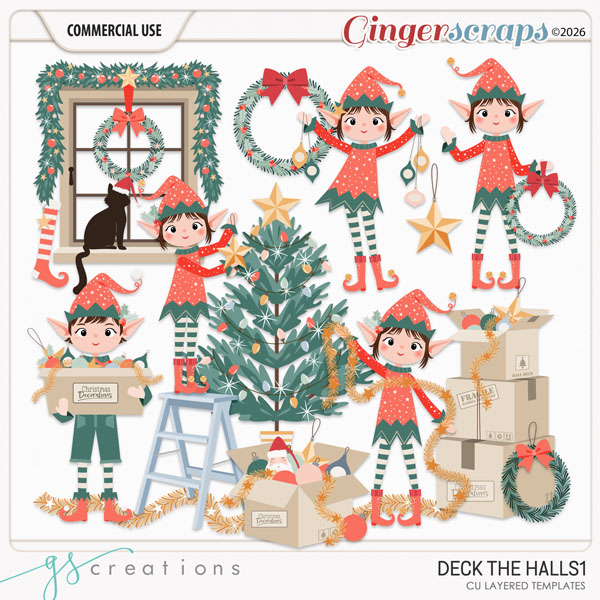 Deck The Halls1 Layered Templates (CU) by GS Creations