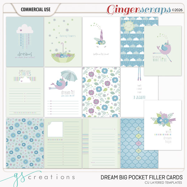 Dream Big Pocket Filler Cards (CU) by GS Creations