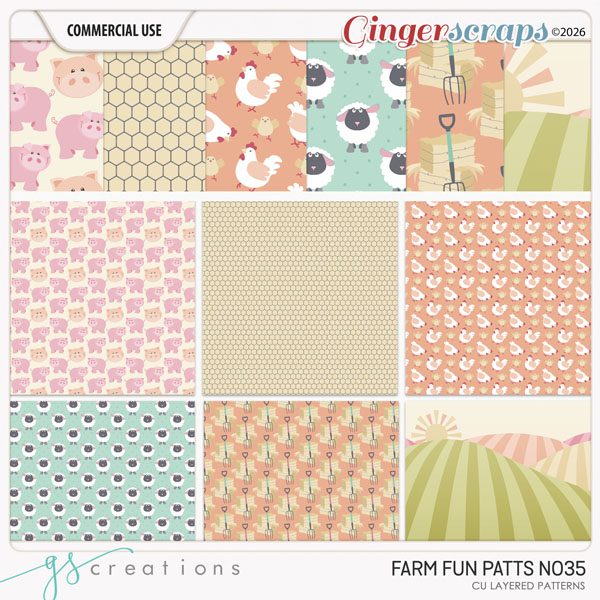 Farm Fun Layered Patterns (CU) by GS Creations