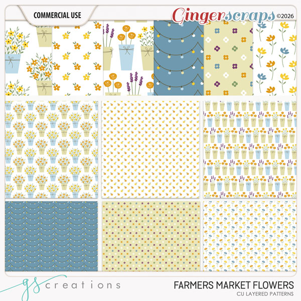 Farmers Market Flower Patterns (CU) by GS Creations