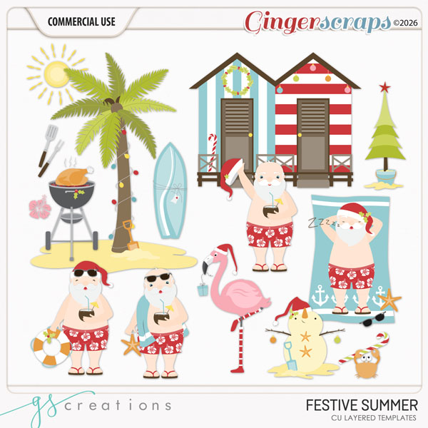 Festive Summer Layered Templates (CU) by GS Creations