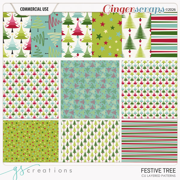 Festive Tree Layered Patterns (CU) by GS Creations