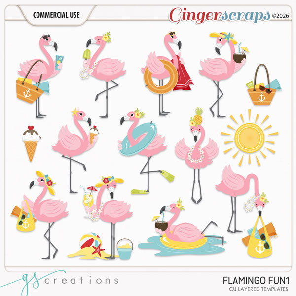 Flamingo Fun1 Layered Templates (CU)by GS Creations