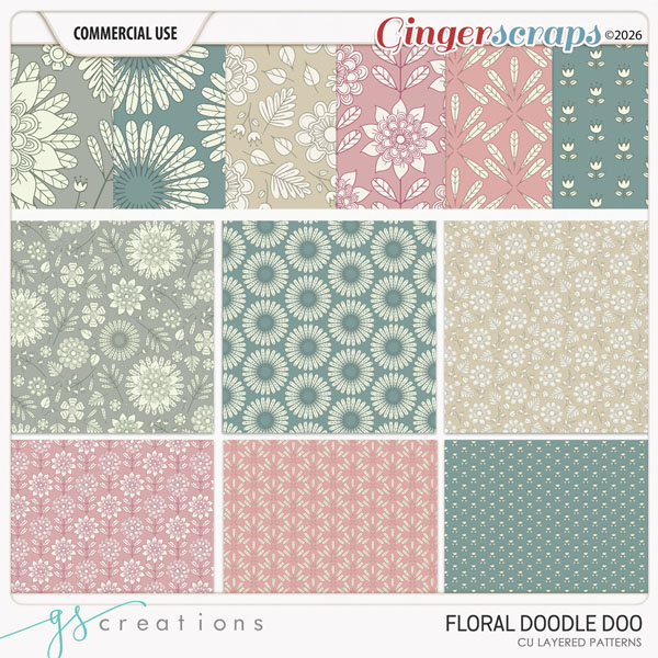 Floral Doodle Doo Layered Patterns (CU) by GS Creations