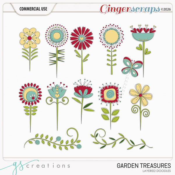 Garden Treasures Layered Doodles (CU) by GS Creations