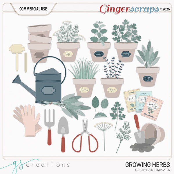 Growing Herbs Layered Templates (CU) by GS Creations