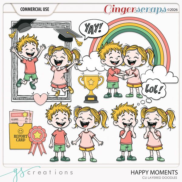 Happy Moment Layered Doodles (CU) by GS Creations