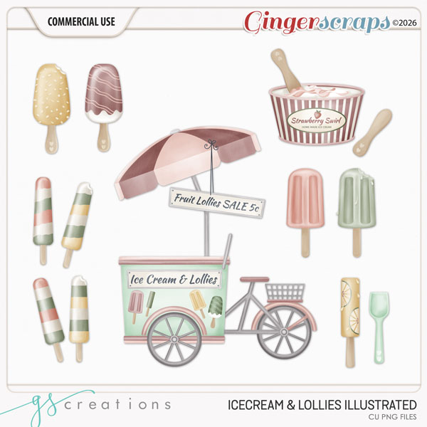 Ice Cream and Lollies Illustrated (CU) by GS Creations