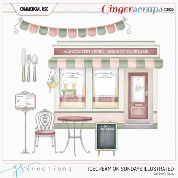 Ice Cream on Sunday Illustrated (CU) by GS Creations