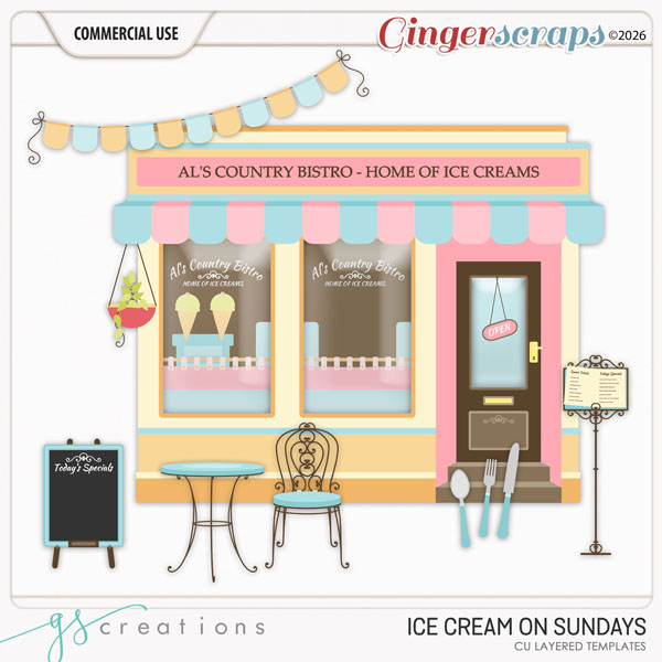 Ice Cream on Sunday Layered Templates (CU) by GS Creations