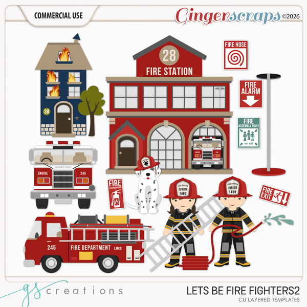 Let's Be Fire Fighters 2 Layered Templates (CU) by GS Creations
