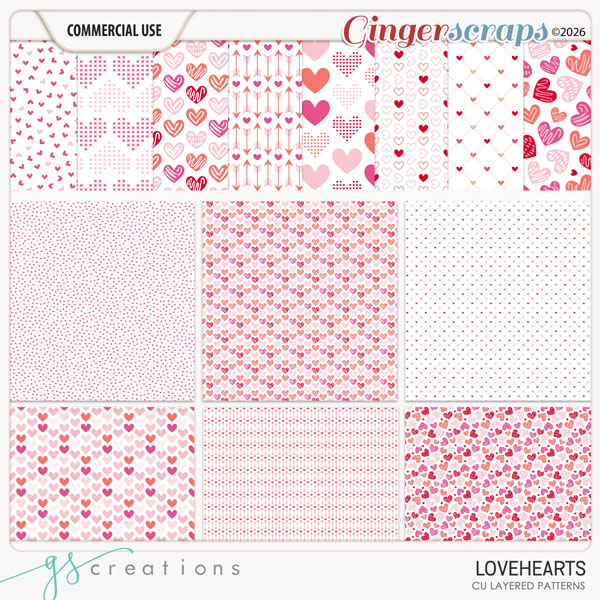 Lovehearts Layered Patterns (CU) by GS Creations