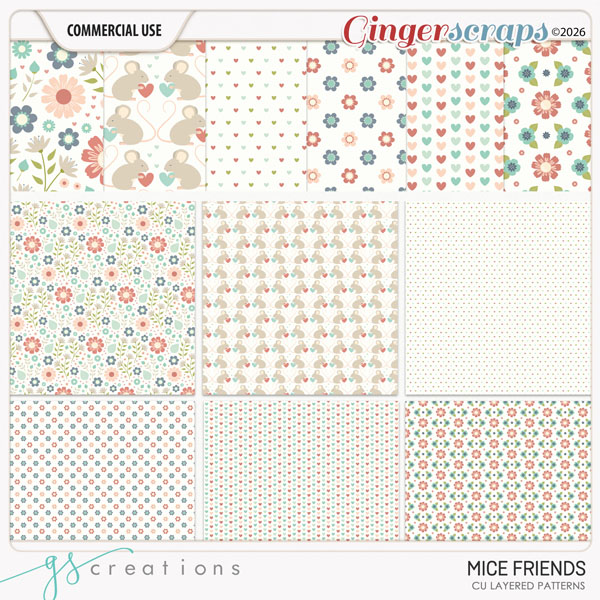 Mice Friends Patterns (CU) by GS Creations