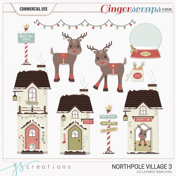 North Pole Village3 Layered Templates (CU) by GS Creations
