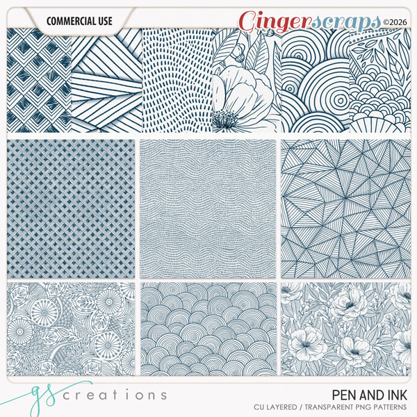 Pen and Ink Patterns (CU) by GS Creations