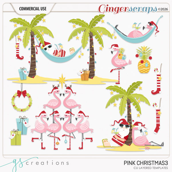 Pink Christmas 3 Layered Templates (CU) by GS Creations
